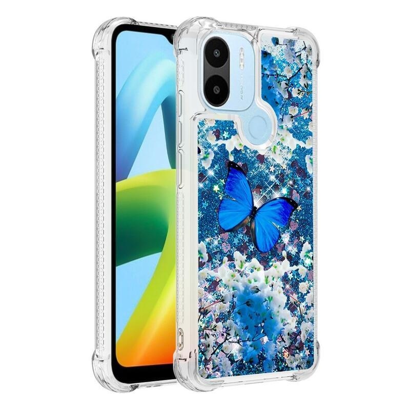 Csillogó homokóra tok Xiaomi Redmi A1+/A2+ - kék pillangóhoz