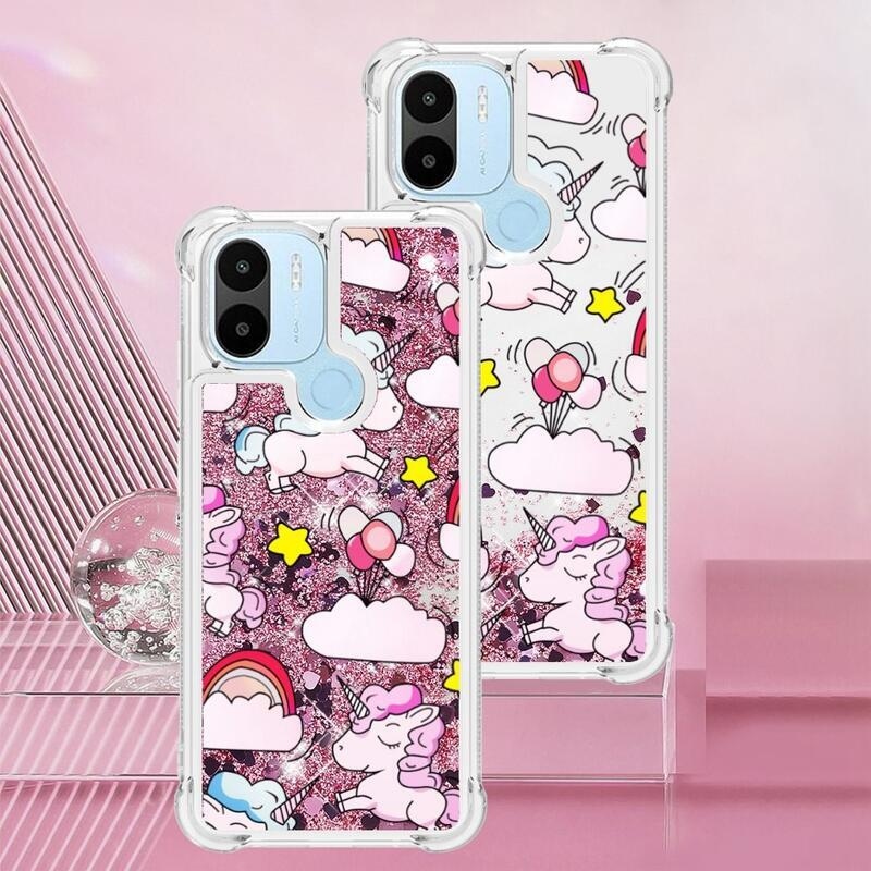 Csillogó homokóra tok Xiaomi Redmi A1+/A2+ - rózsaszín egyszarvúhoz