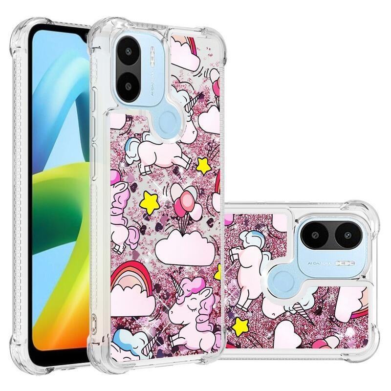 Csillogó homokóra tok Xiaomi Redmi A1+/A2+ - rózsaszín egyszarvúhoz