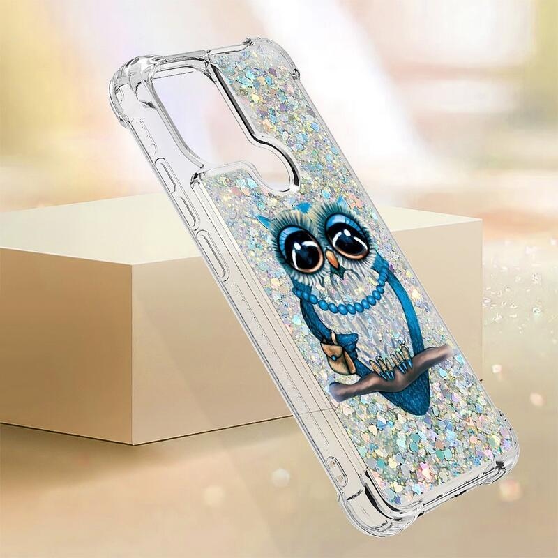 Glitter homokóra hüvely a Xiaomi Redmi A1+/A2+ készülékhez - bagoly
