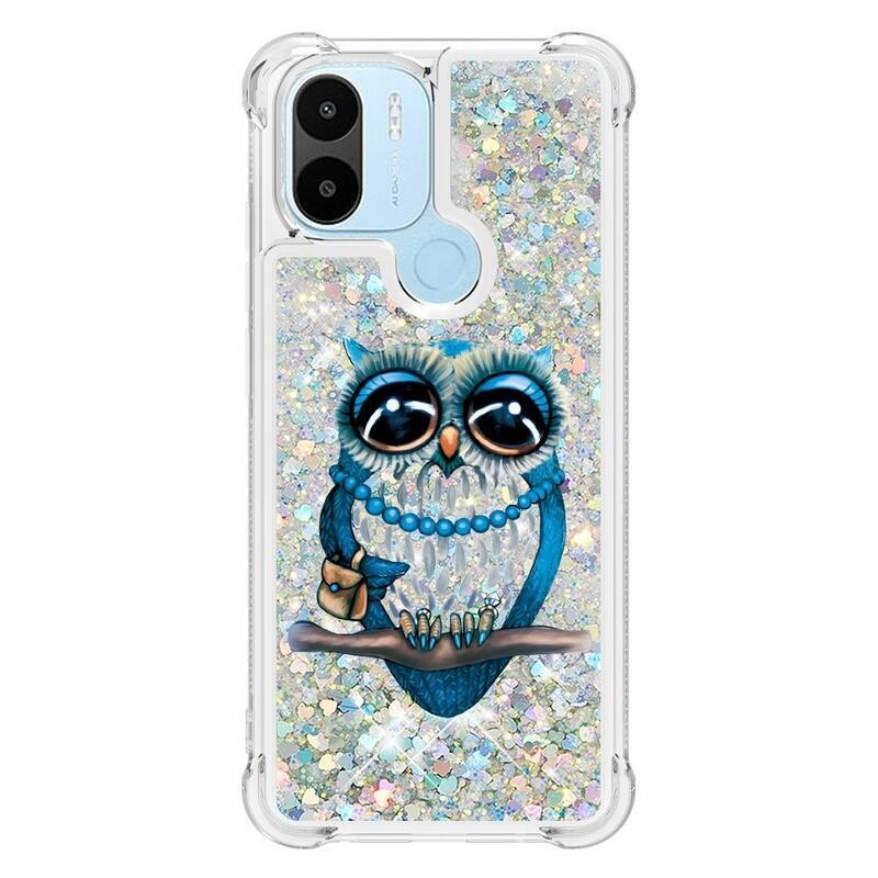 Glitter homokóra hüvely a Xiaomi Redmi A1+/A2+ készülékhez - bagoly