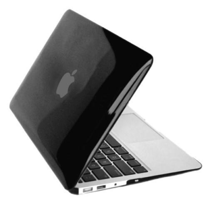Fényes műanyag tok, porvédő és billentyűzetvédő készlet MacBook Air 13.3 - fekete