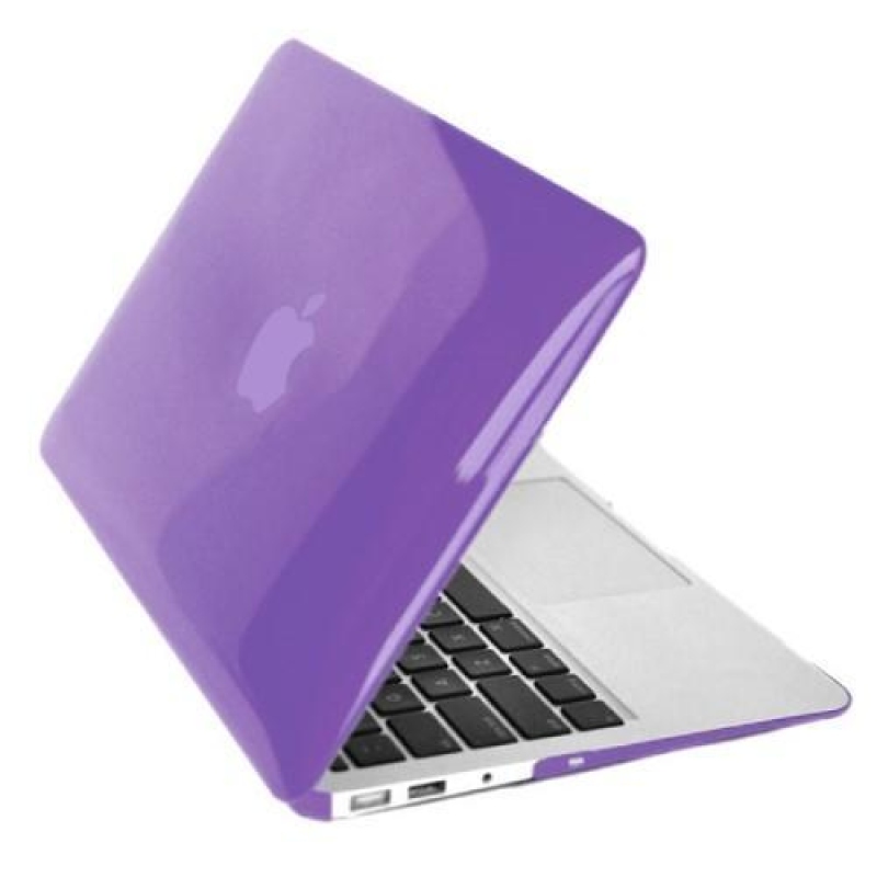 Fényes műanyag tok, porvédő és billentyűzetvédő készlet MacBook Air 13.3 - lila színűhöz