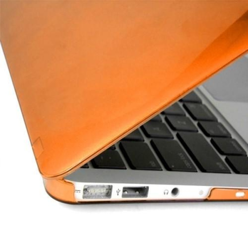 Fényes műanyag tok, porvédő és billentyűzetvédő készlet MacBook Air 13.3 - narancssárga színűhez