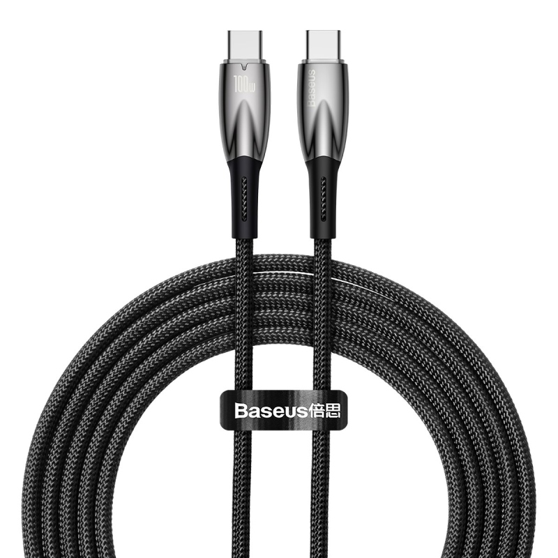 Baseus Glimmer sorozatú gyors töltő adatkábel USB-C - USB-C 100W 2m Fekete