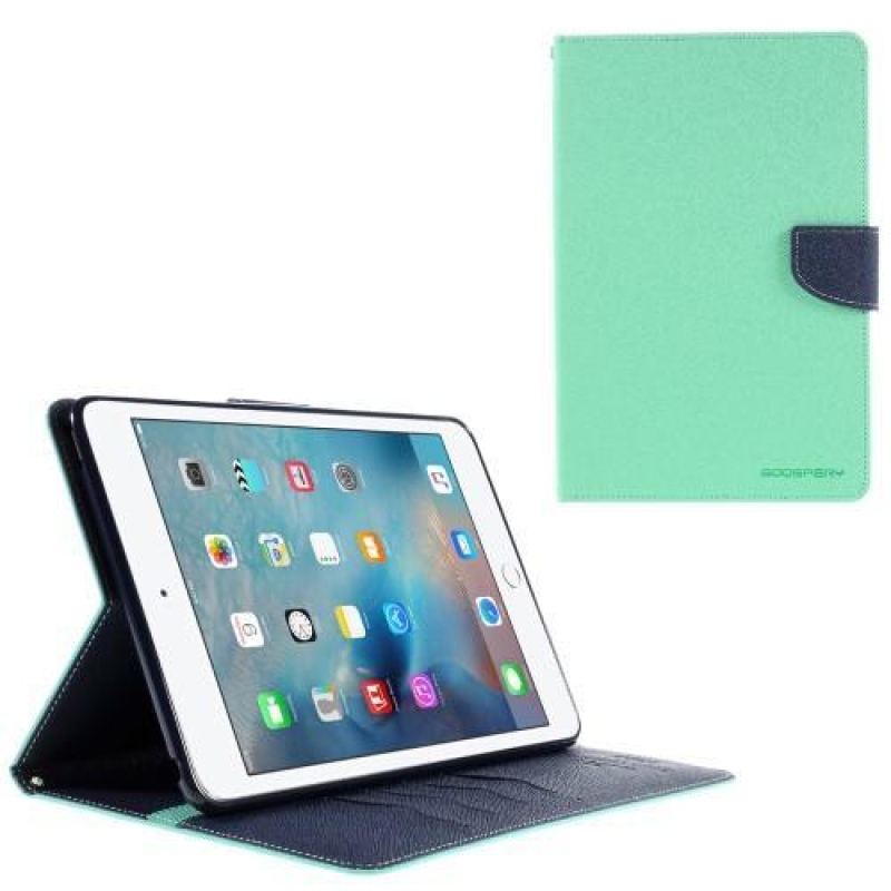 Goos PU bőr tok iPad mini 4 készülékhez - cián színű