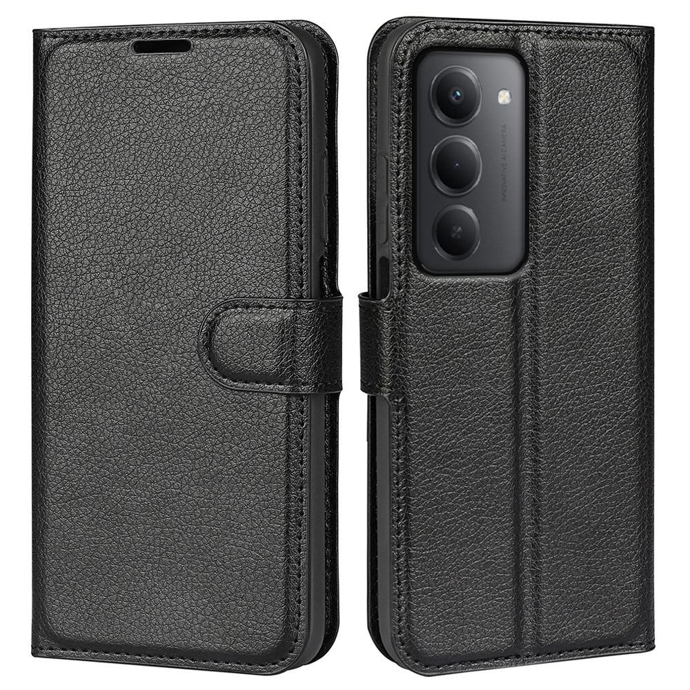 Litchi könyv tok Xiaomi Redmi 15 4G/5G (171mm) - fekete
