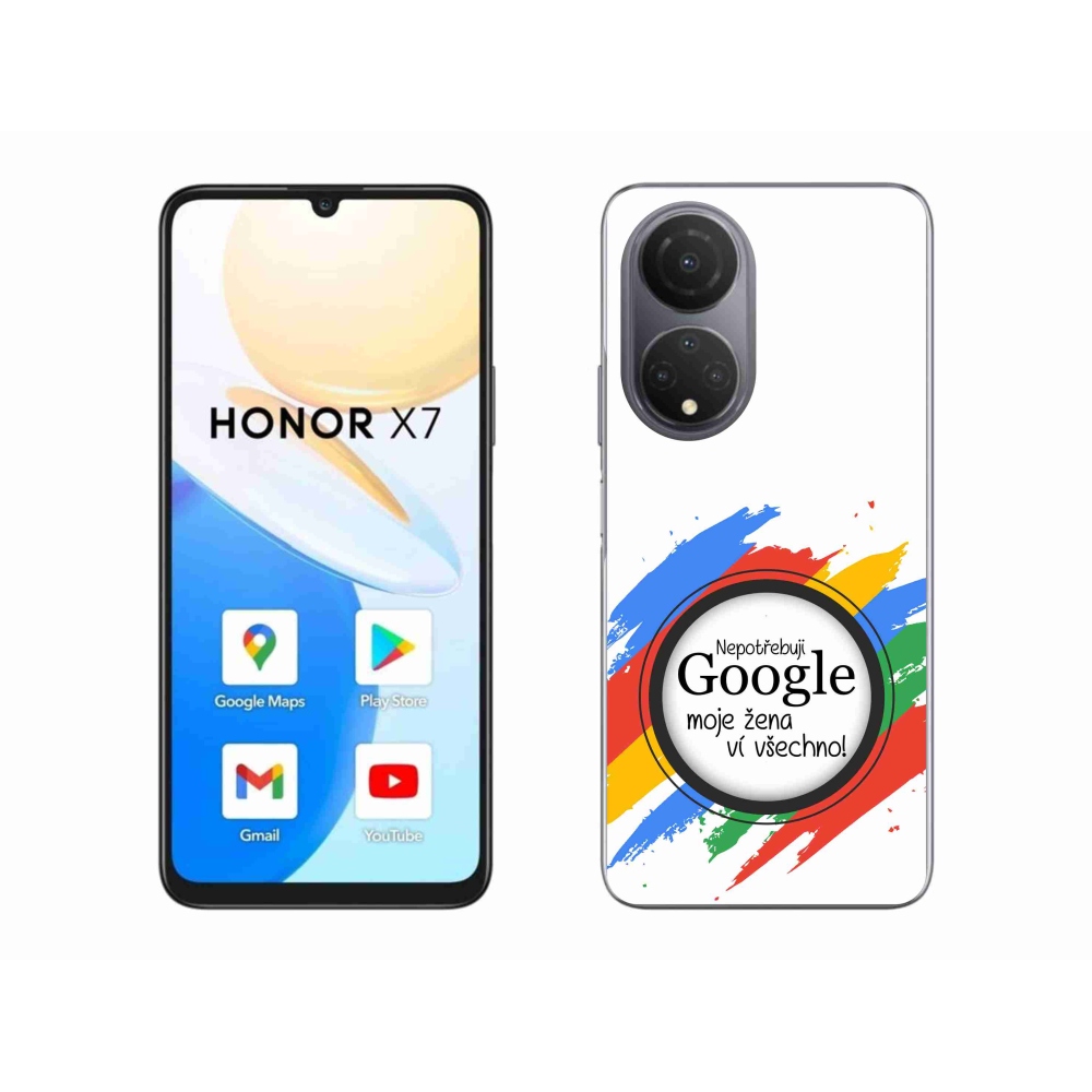 Gél borító mmCase a Honor X7 - nő tudja, minden fehér háttérrel