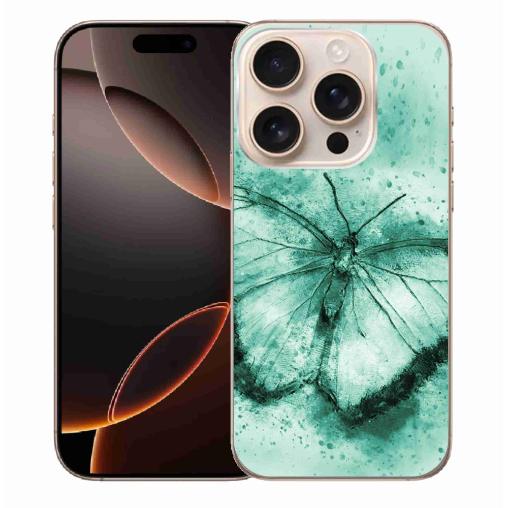 Gél tok mmCase iPhone 16 Pro Max készülékhez - zöld pillangó