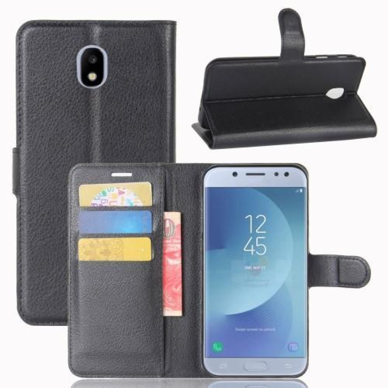 Szemcsés könyv tok Samsung Galaxy J3 (2017) - fekete