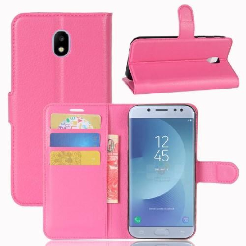 Szemcsés könyv tok Samsung Galaxy J3 (2017) - rózsaszínű