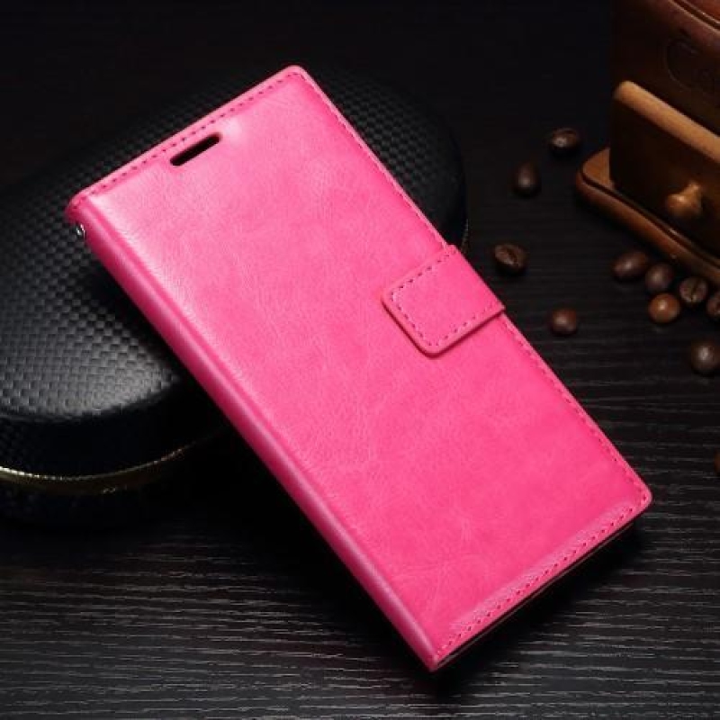 Szemcsés PU bőr könyv tok Sony Xperia L1 - rózsaszínű