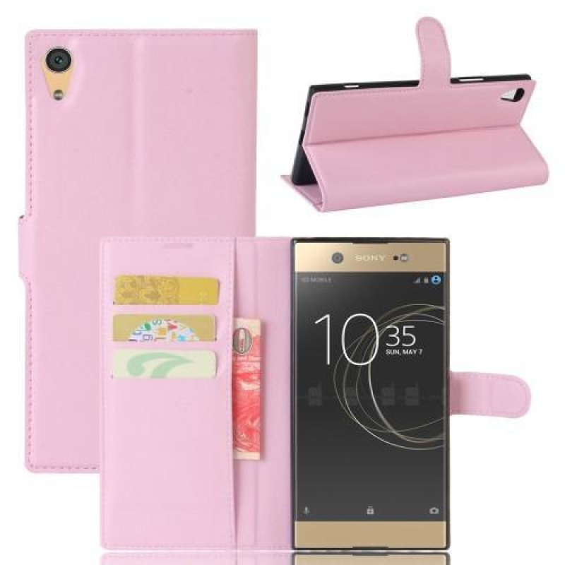 Szemcsés PU bőr tok Sony Xperia XA1 Ultra készülékhez - rózsaszín