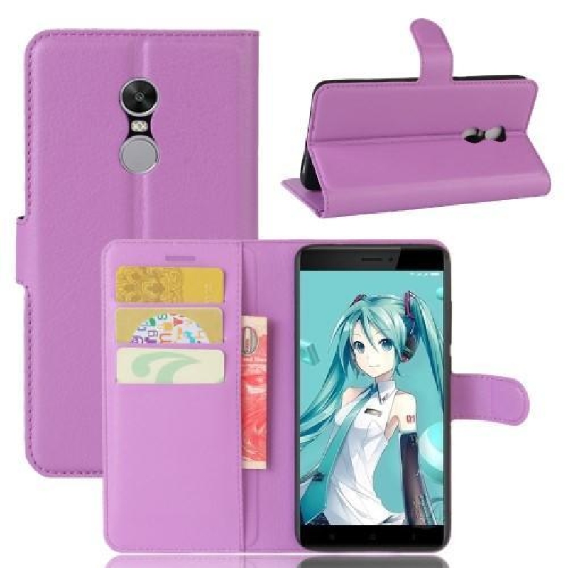 Szemcsés PU bőr tok Xiaomi Redmi Note 4X - lila