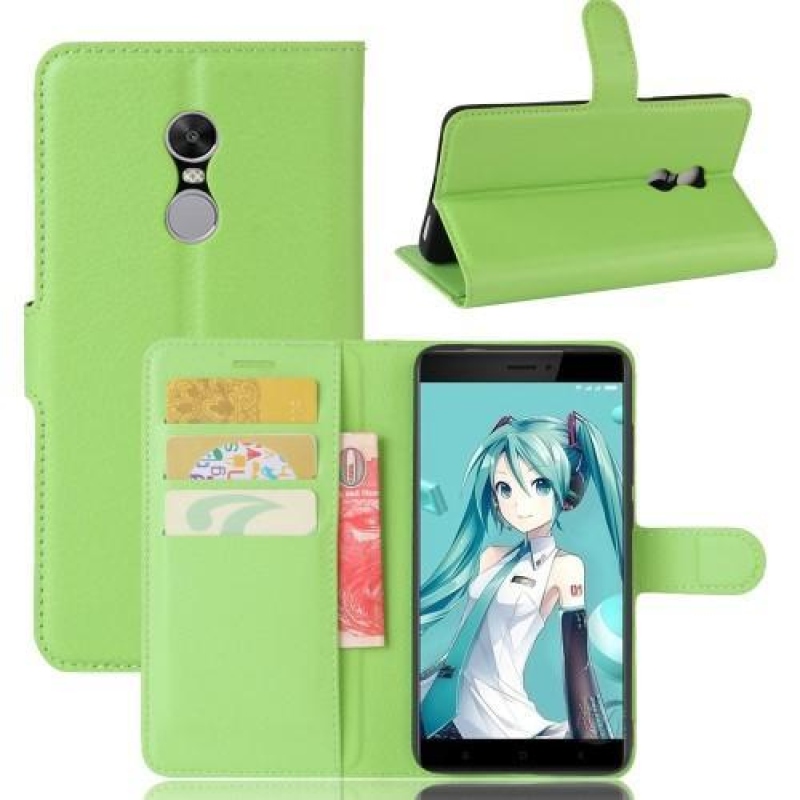 Szemcsés PU bőr tok Xiaomi Redmi Note 4X-hez - zöld