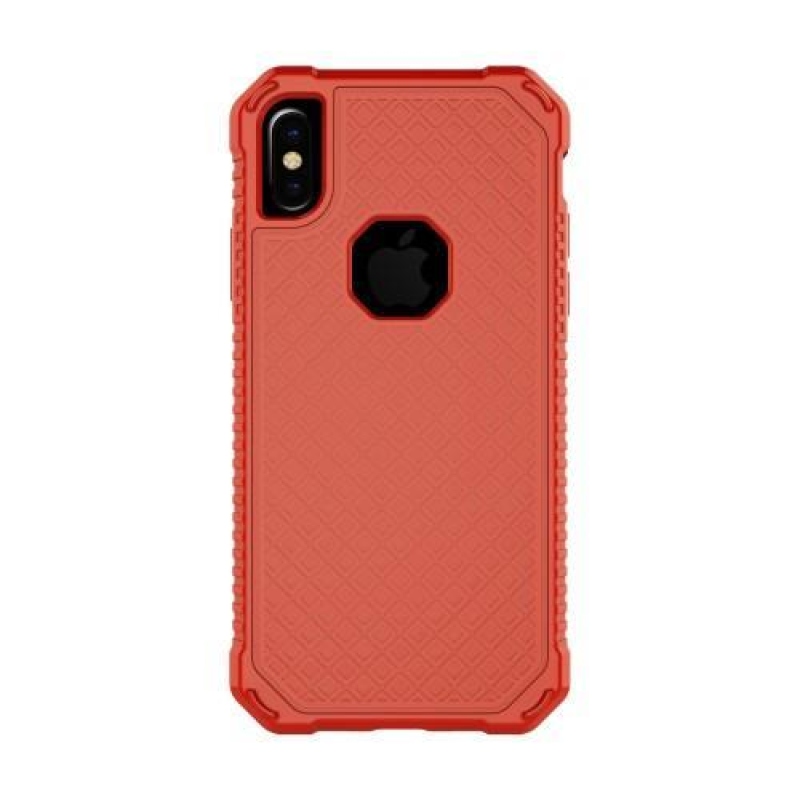 Rácsos, tartós tok megerősített sarkokkal iPhone X készülékhez - piros