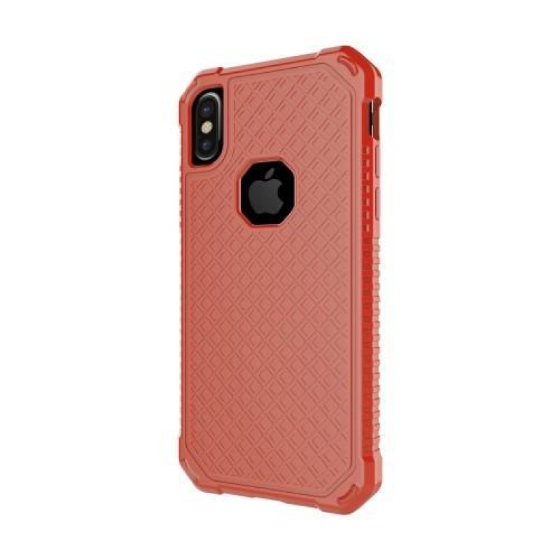 Rácsos, tartós tok megerősített sarkokkal iPhone X készülékhez - piros