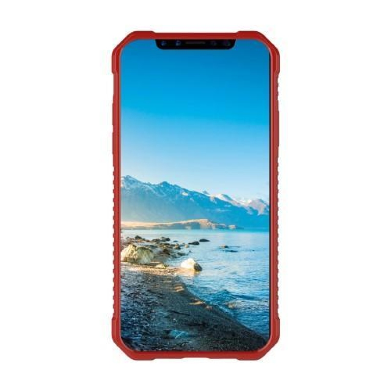 Rácsos, tartós tok megerősített sarkokkal iPhone X készülékhez - piros