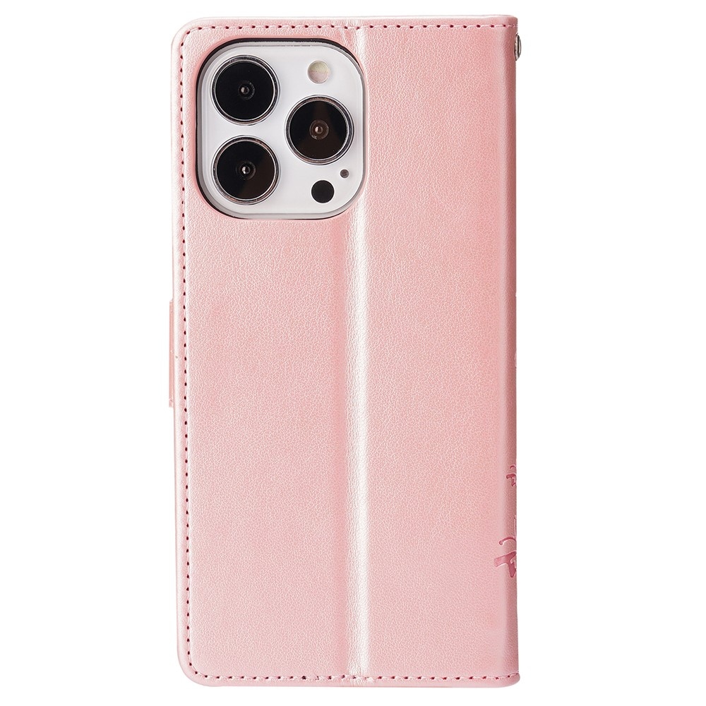 Virágok könyvtáska iPhone 15 Pro készülékhez - rózsaarany