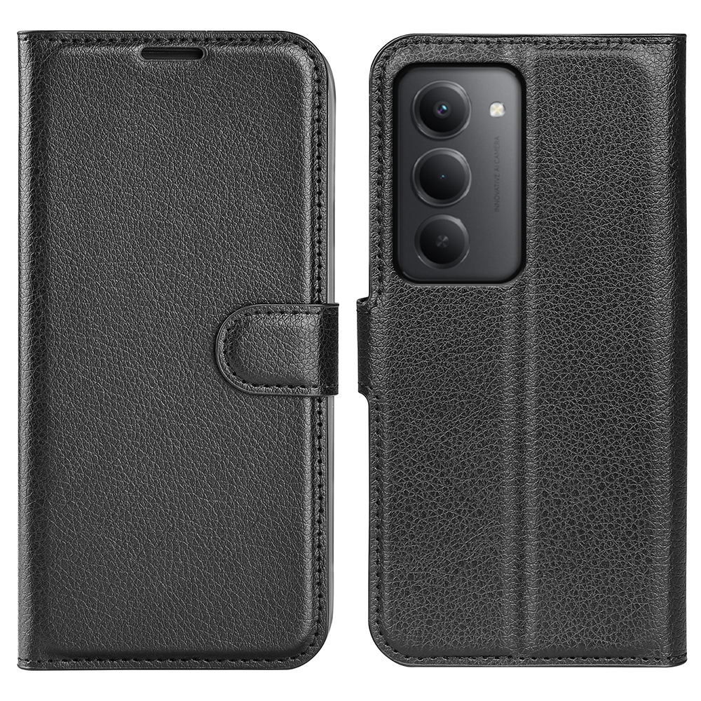 Litchi könyv tok Xiaomi Redmi 15 4G/5G (171mm) - fekete