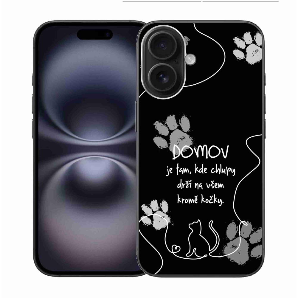 Gél borítás mmCase iPhone 16 készülékhez - macska motívum fekete háttér