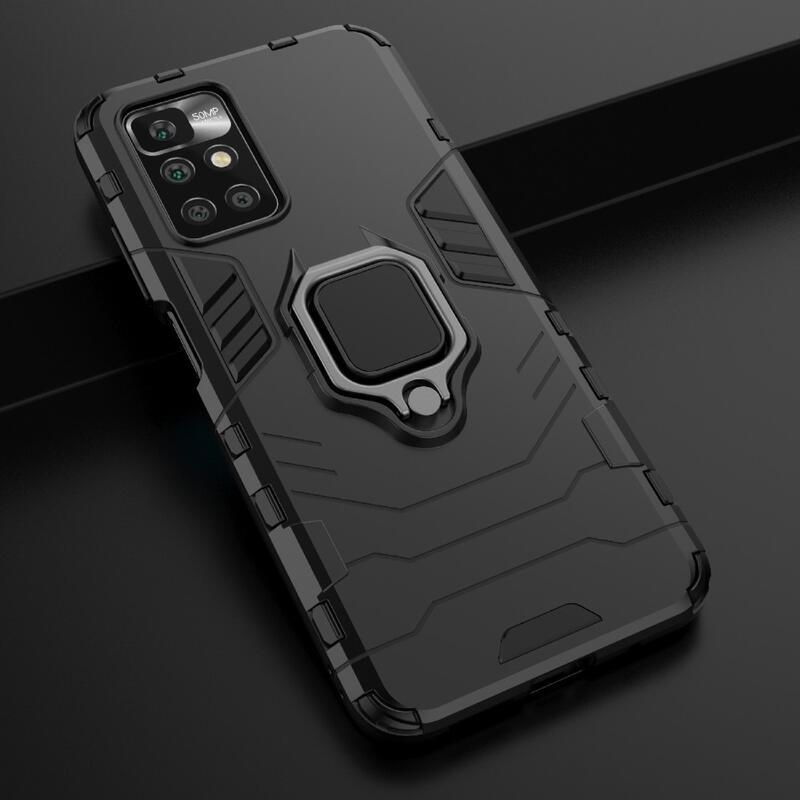 Guard tartós hibrid védőburkolat ujjmarkolattal Xiaomi Redmi 10/Redmi 10 (2022) - fekete