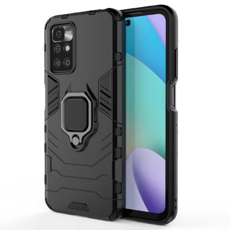 Guard tartós hibrid védőburkolat ujjmarkolattal Xiaomi Redmi 10/Redmi 10 (2022) - fekete