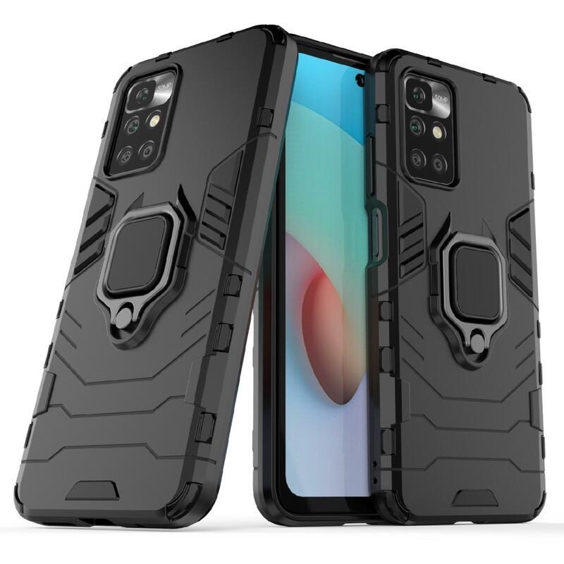 Guard tartós hibrid védőburkolat ujjmarkolattal Xiaomi Redmi 10/Redmi 10 (2022) - fekete