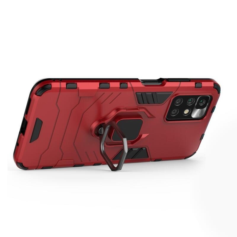 Guard tartós hibrid védőburkolat ujjmarkolattal Xiaomi Redmi 10/Redmi 10 (2022) - piros