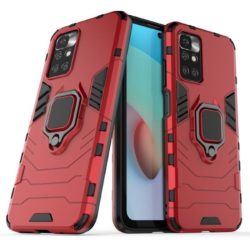 Guard tartós hibrid védőburkolat ujjmarkolattal Xiaomi Redmi 10/Redmi 10 (2022) - piros