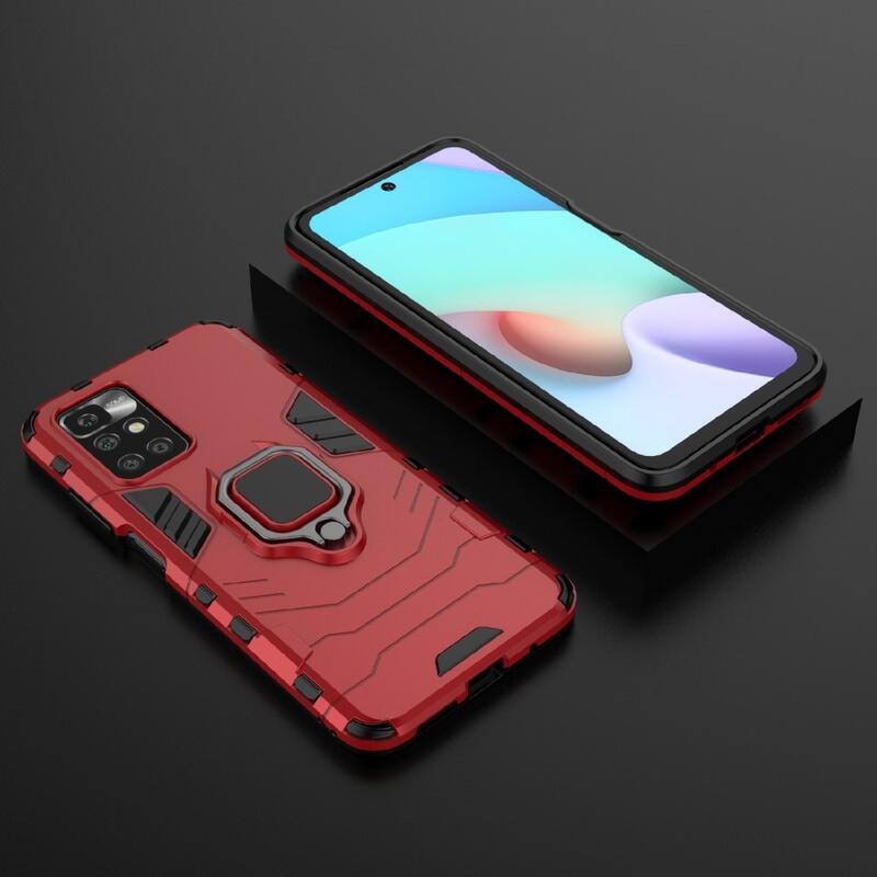 Guard tartós hibrid védőburkolat ujjmarkolattal Xiaomi Redmi 10/Redmi 10 (2022) - piros