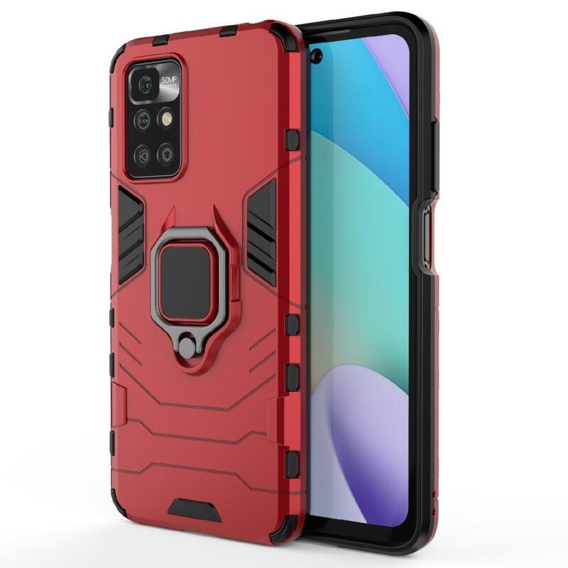 Guard tartós hibrid védőburkolat ujjmarkolattal Xiaomi Redmi 10/Redmi 10 (2022) - piros