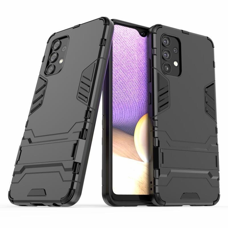 Guard tartós hibrid borító csuklós állvánnyal Samsung Galaxy A32 4G készülékhez - fekete