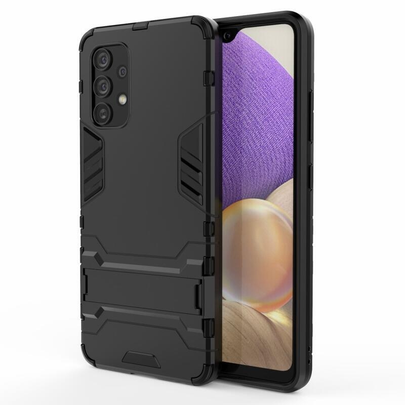 Guard tartós hibrid borító csuklós állvánnyal Samsung Galaxy A32 4G készülékhez - fekete