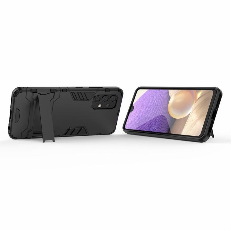 Guard tartós hibrid borító csuklós állvánnyal Samsung Galaxy A32 4G készülékhez - fekete