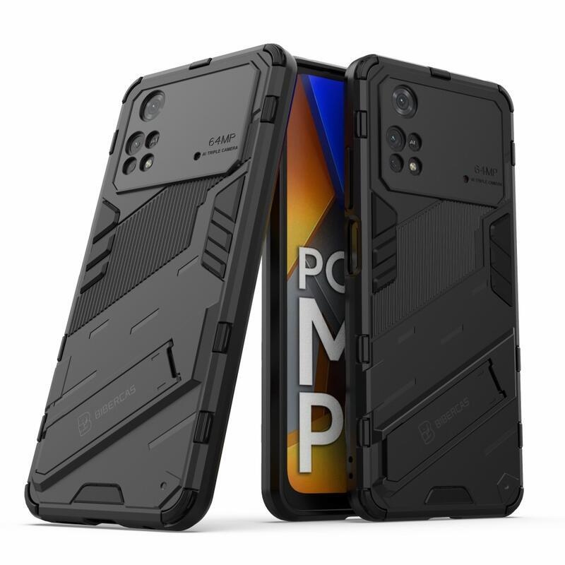 Guard tartós hibrid borító felhajtható állvánnyal a Xiaomi Poco M4 Pro 4G-hez - fekete