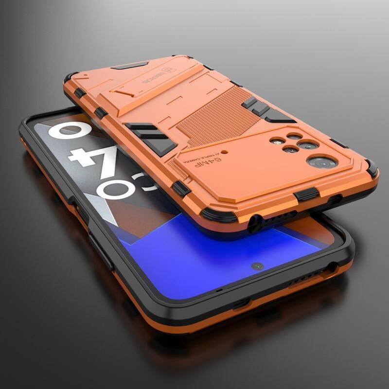 Guard tartós hibrid védőburkolat csuklós állvánnyal Xiaomi Poco M4 Pro 4G - narancssárga