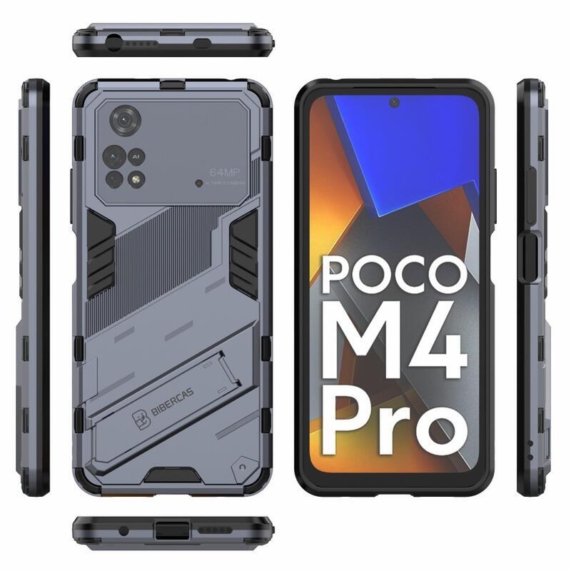 Guard tartós hibrid védőburkolat csuklós állvánnyal a Xiaomi Poco M4 Pro 4G-hez - szürke