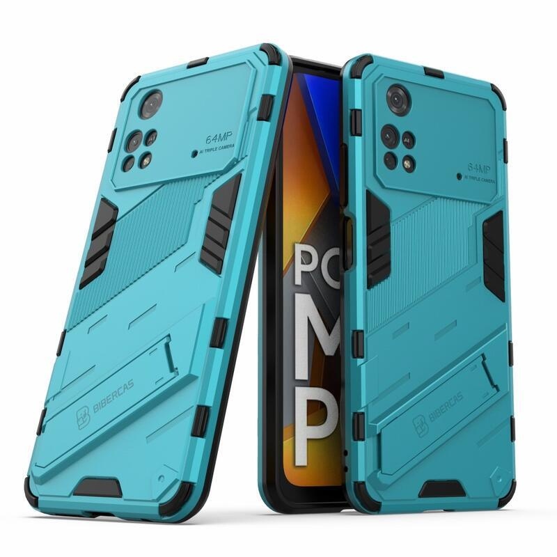 Guard tartós hibrid védőburkolat csuklós állvánnyal Xiaomi Poco M4 Pro 4G - világoskék színben