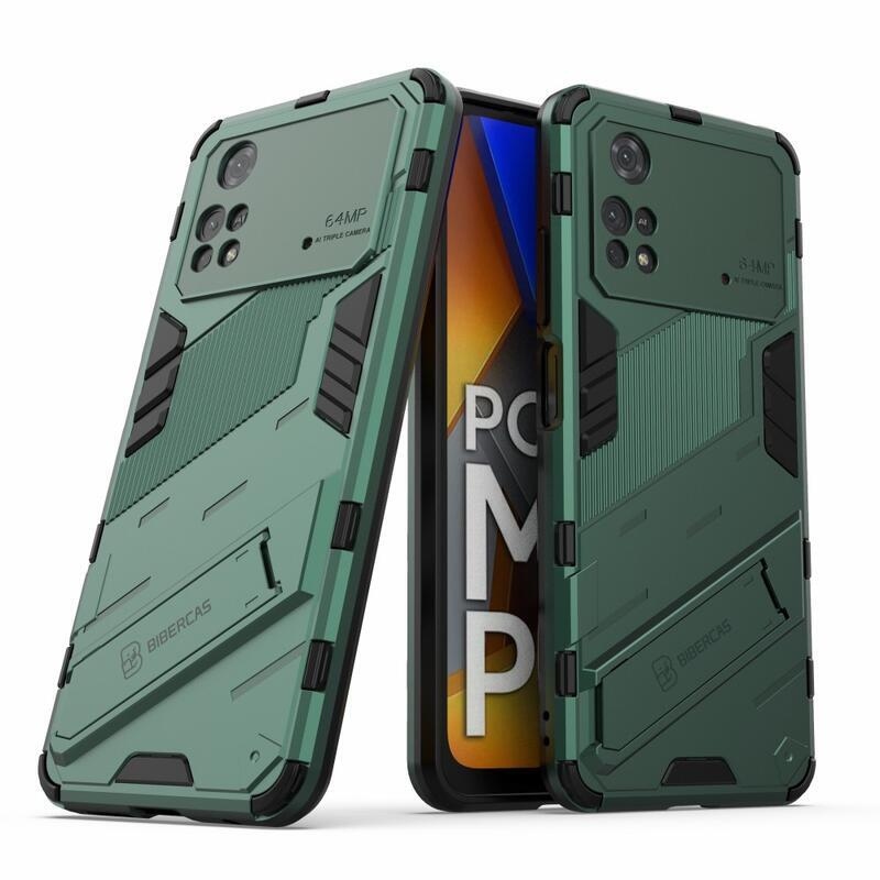 Guard tartós hibrid borítás csuklós állvánnyal Xiaomi Poco M4 Pro 4G-hez - zöld