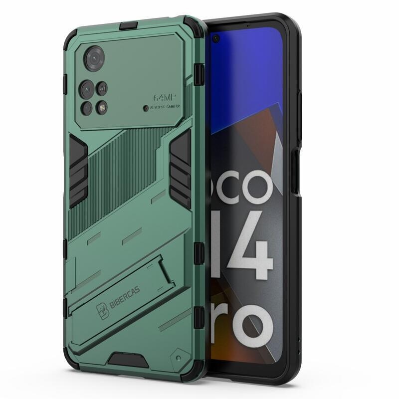 Guard tartós hibrid borítás csuklós állvánnyal Xiaomi Poco M4 Pro 4G-hez - zöld