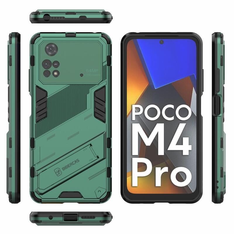 Guard tartós hibrid borítás csuklós állvánnyal Xiaomi Poco M4 Pro 4G-hez - zöld