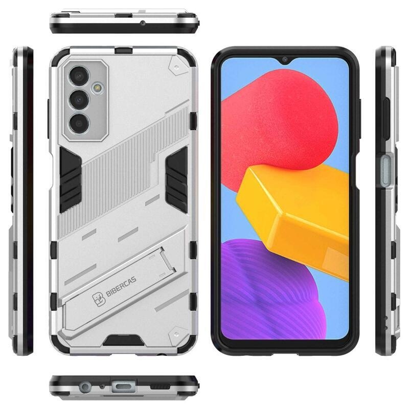 Armory tartós hibrid borító flip állvánnyal Samsung Galaxy M13 4G készülékhez - fehér