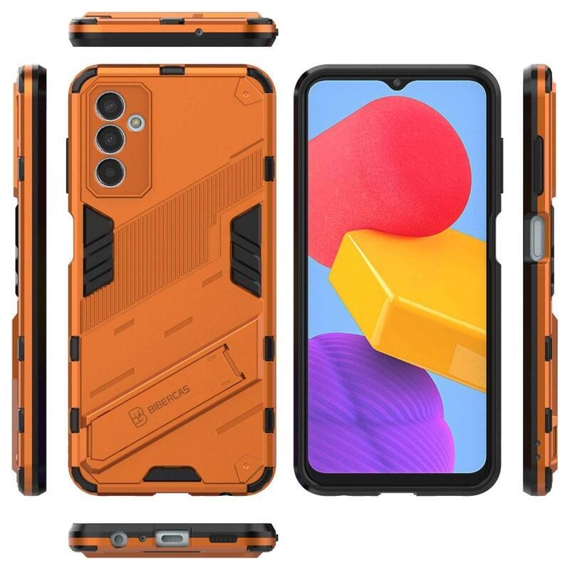 Armory tartós hibrid borító flip állvánnyal Samsung Galaxy M13 4G készülékhez - narancssárga