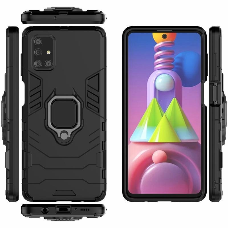 Guardy tartós hibrid tok ujjgyűrűvel a Samsung Galaxy M51 készülékhez - fekete