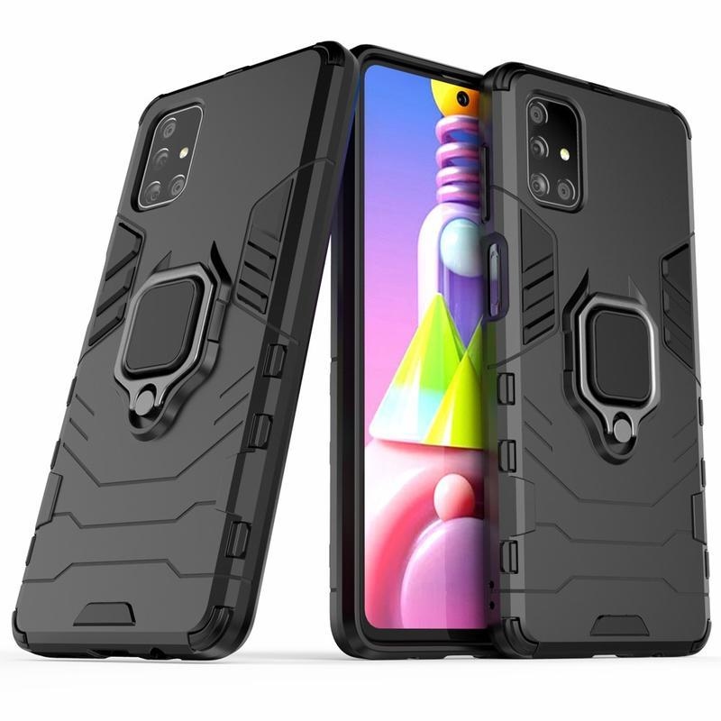 Guardy tartós hibrid tok ujjgyűrűvel a Samsung Galaxy M51 készülékhez - fekete