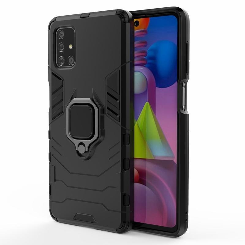 Guardy tartós hibrid tok ujjgyűrűvel a Samsung Galaxy M51 készülékhez - fekete