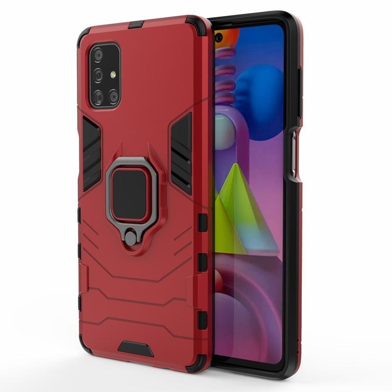 Guardy tartós hibrid tok ujjgyűrűvel Samsung Galaxy M51 készülékhez - piros