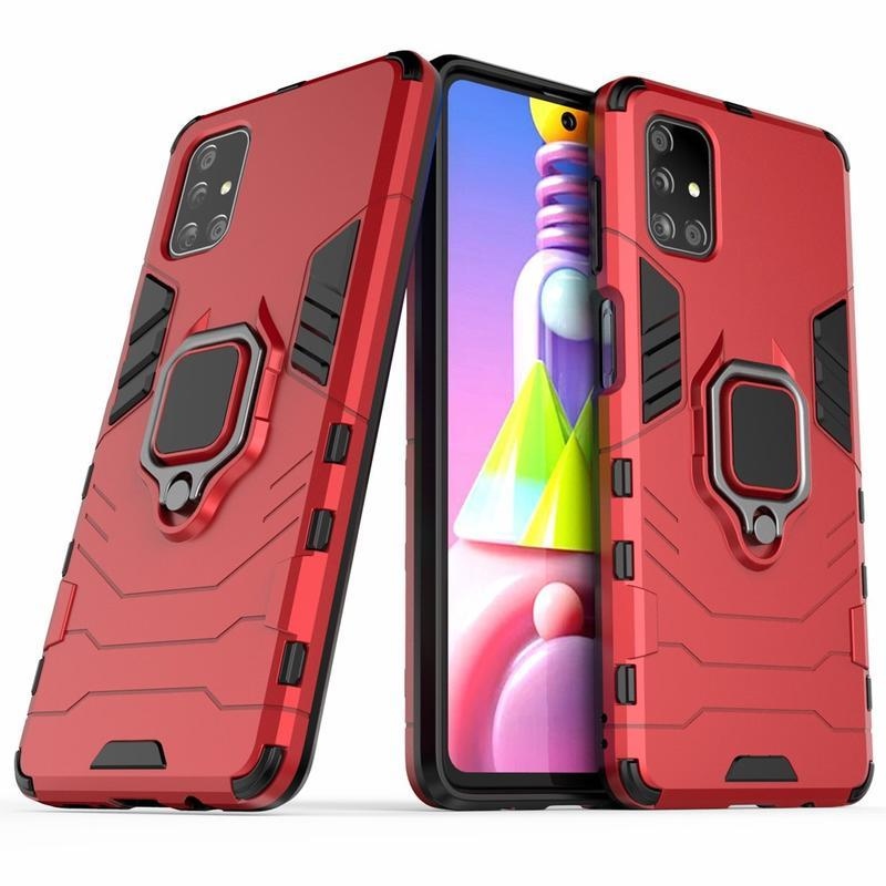 Guardy tartós hibrid tok ujjgyűrűvel Samsung Galaxy M51 készülékhez - piros