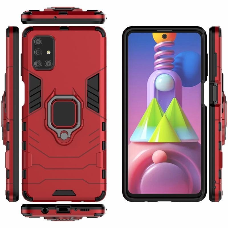 Guardy tartós hibrid tok ujjgyűrűvel Samsung Galaxy M51 készülékhez - piros